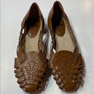 Yuu Brown Women’s Woven Huaraches Flats Comfort Slip-On Sandals Sz 9.5